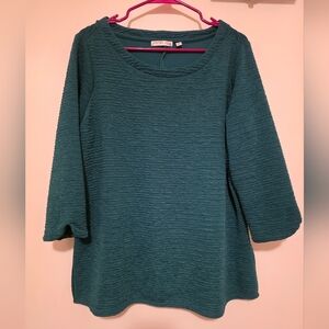 Notations Dark Teal Textured Women's Plus-sized Tunic